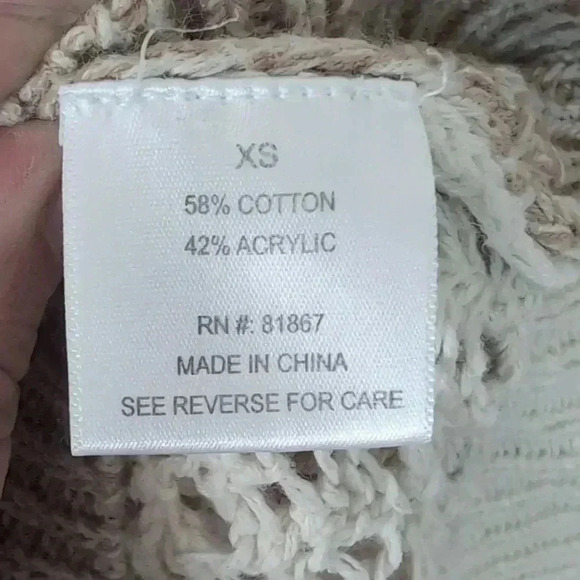 JJ Basics Womens XS Crochet Sweater Beige Y2K Open Knit Boho Beachy Feminine - Picture 4 of 6